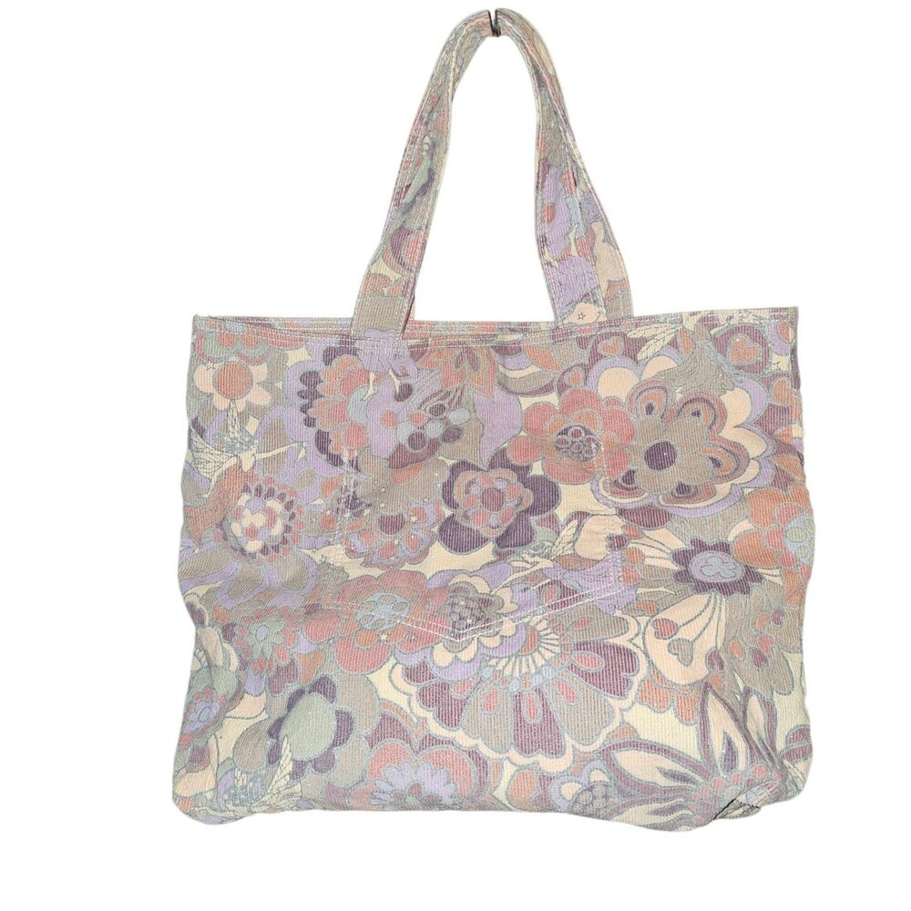 Gap Vintage 2005 Corduroy Flower Sparkle Beads Hippie Shoulder Bag Tote